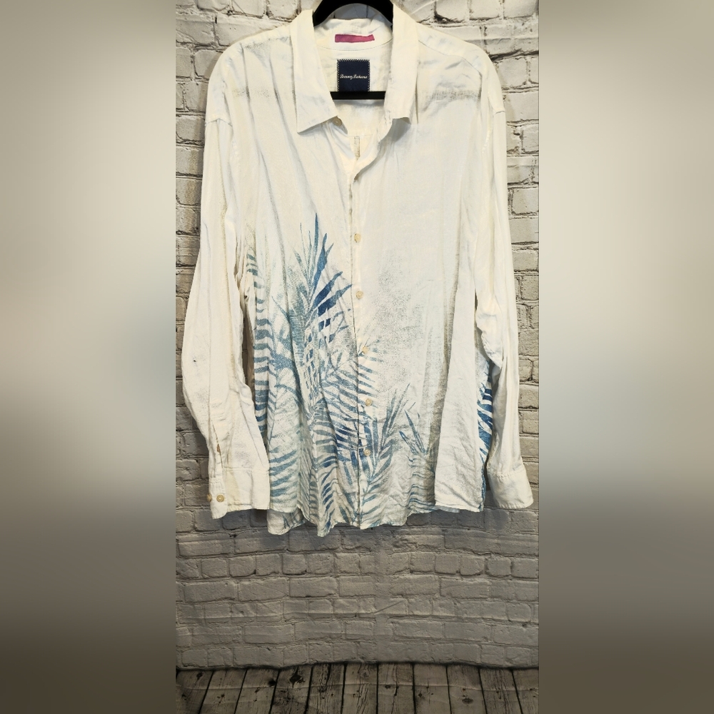 Tommy Bahama White and Blue Botanical Men's Shirt